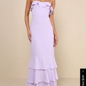 Lulu's Light Purple Maxi Dress with Ruffles